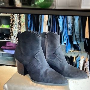 Black Faux Suede Booties “Divided “